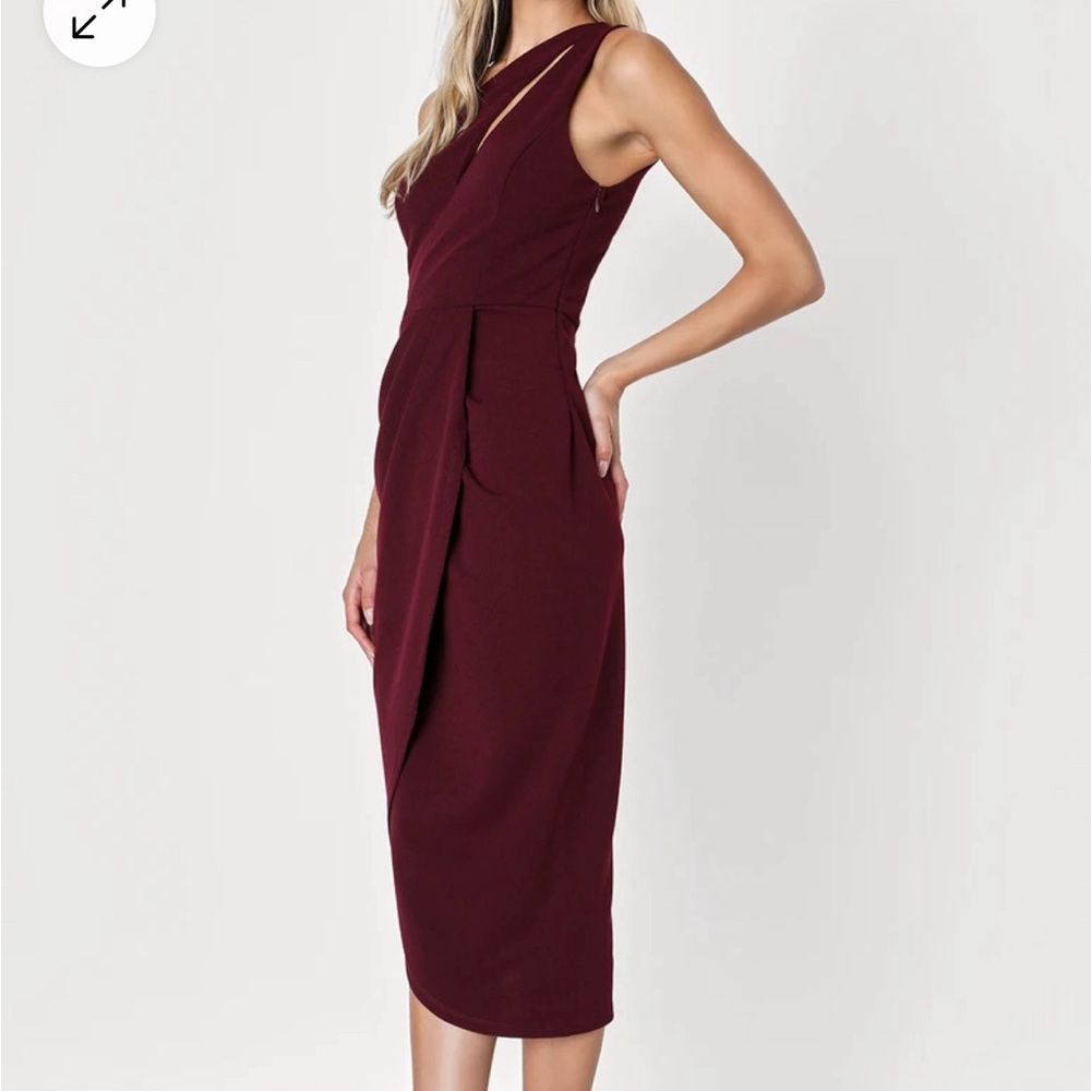 So Flirty Burgundy One-Shoulder Cutout Asymmetrical Dress - NWT - Lulus